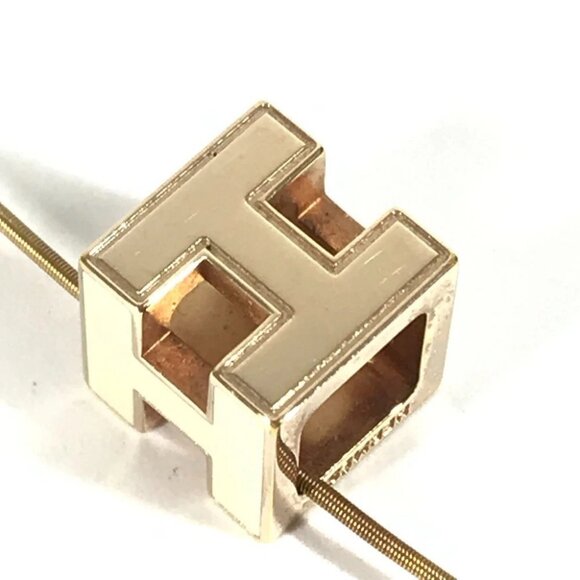 HERMES Accessories Cardue Ash H-cube H logo Necklace Metal White/Gold - Picture 4 of 9